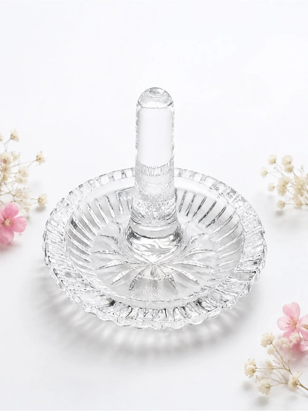 Crystal Ring Holder Dish 3 X 2.75 IN Clear. Vintage.